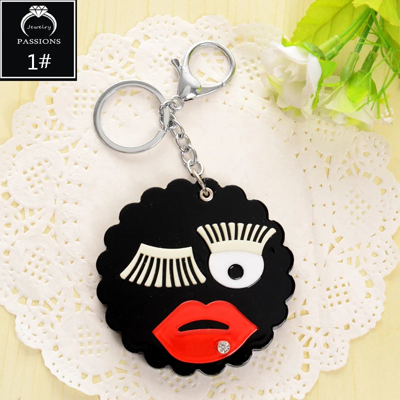 Funny Face Mini Makeup Mirror Keychain