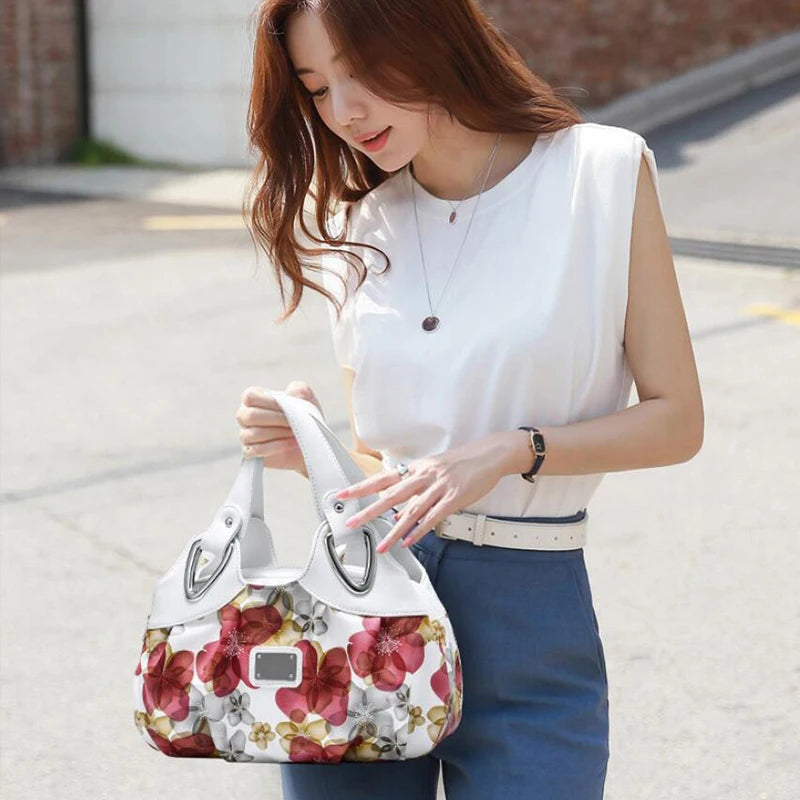 Luxury Flower Design Top-handle Ladies Handbag Women Shoulder Bags PU Leather Messenger Purse Bag Female Tote sac a main