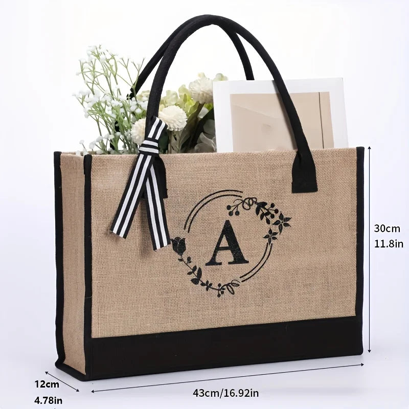 Personalized Letter Shoulder Canvas Ladies Bag Large Capacity Pocket Handbag for Men and Women